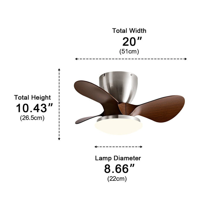 Ceiling Fan Light - Modern Minimalist DC Motor, Reversible Airflow, Integrated LED - Small Space