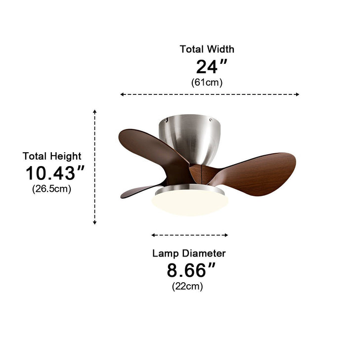 Ceiling Fan Light - Modern Minimalist DC Motor, Reversible Airflow, Integrated LED - Small Space
