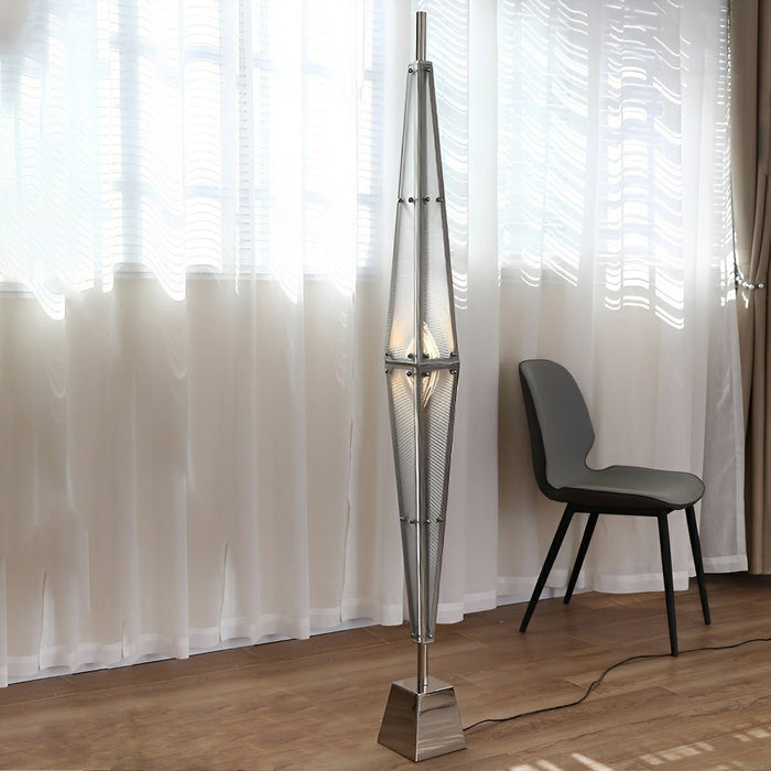Diamond-Shaped Dimmable LED Floor Lamp - Modern Minimalist Design, Stainless Steel, Adjustable Color Temperature