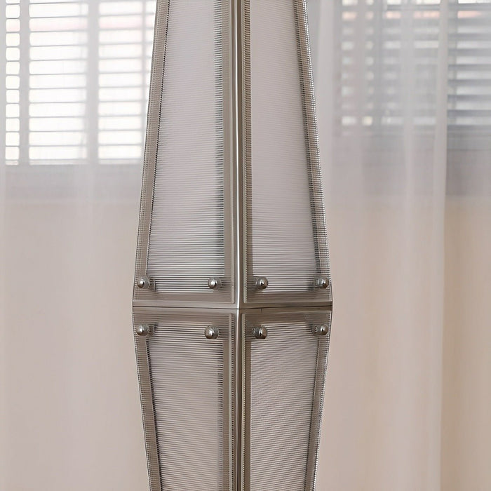 Diamond-Shaped Dimmable LED Floor Lamp - Modern Minimalist Design, Stainless Steel, Adjustable Color Temperature