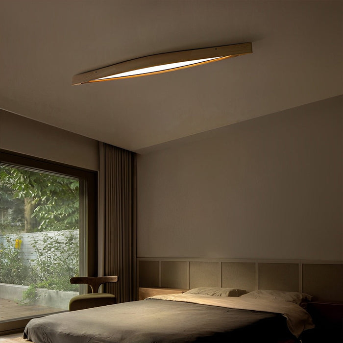 LED Ceiling Light - Modern Minimalist Diamond-Shaped Wood Long Strip Design, Dimmable