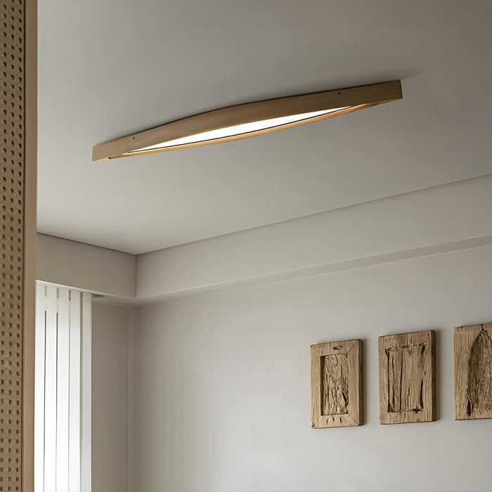 LED Ceiling Light - Modern Minimalist Diamond-Shaped Wood Long Strip Design, Dimmable
