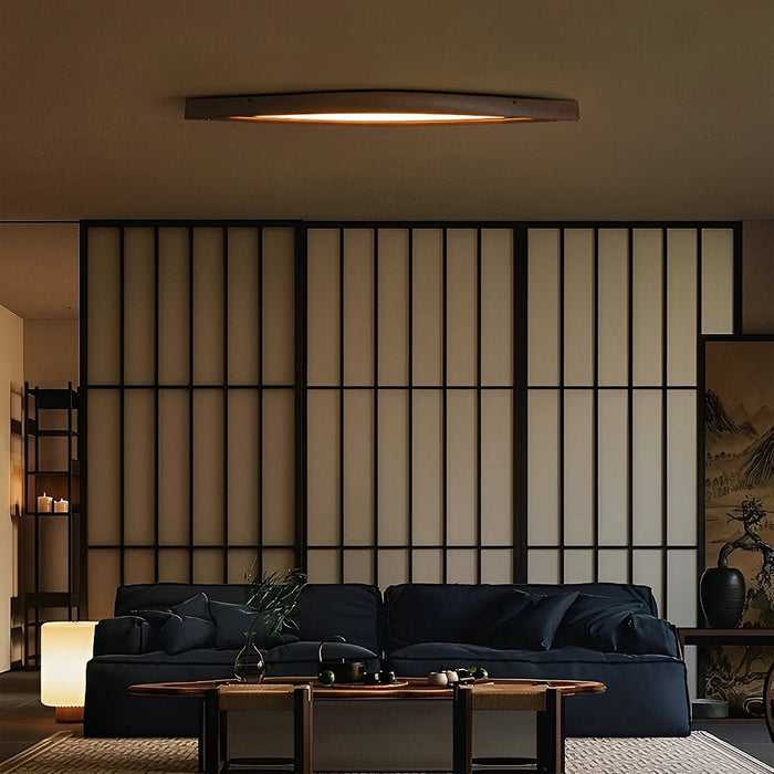 LED Ceiling Light - Modern Minimalist Diamond-Shaped Wood Long Strip Design, Dimmable