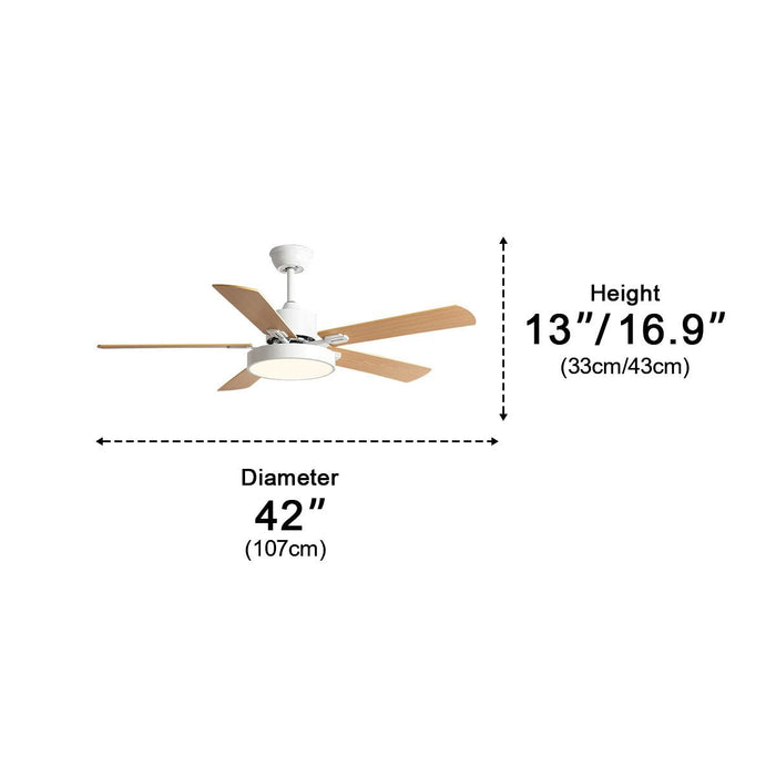 Five-Leaf Frequency Conversion Ceiling Fan - Modern Minimalist Design, Integrated LED Light, Remote Control