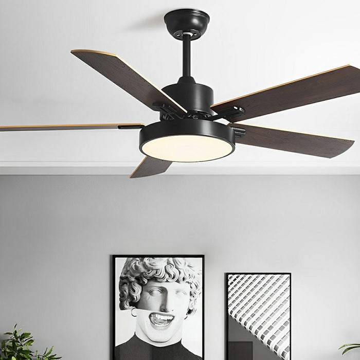 Five-Leaf Frequency Conversion Ceiling Fan - Modern Minimalist Design, Integrated LED Light, Remote Control