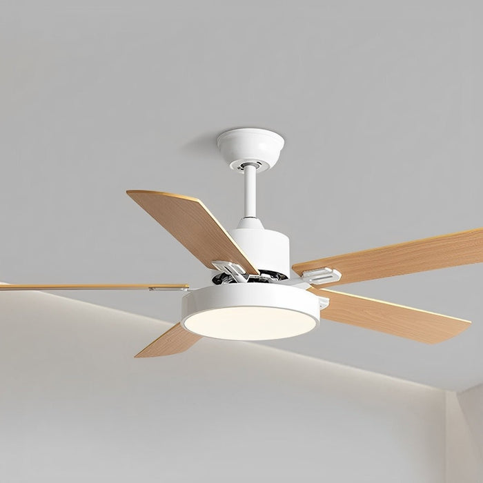 Five-Leaf Frequency Conversion Ceiling Fan - Modern Minimalist Design, Integrated LED Light, Remote Control