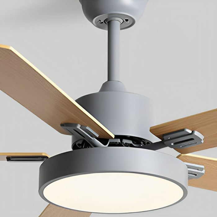 Five-Leaf Frequency Conversion Ceiling Fan - Modern Minimalist Design, Integrated LED Light, Remote Control
