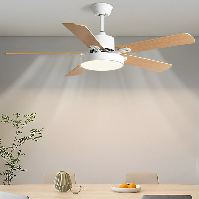 Five-Leaf Frequency Conversion Ceiling Fan - Modern Minimalist Design, Integrated LED Light, Remote Control
