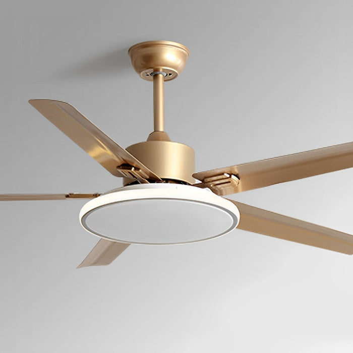 Modern Minimalist Five-Leaf Stainless Steel Ceiling Fan - Quiet Airflow, Contemporary Home Cooling