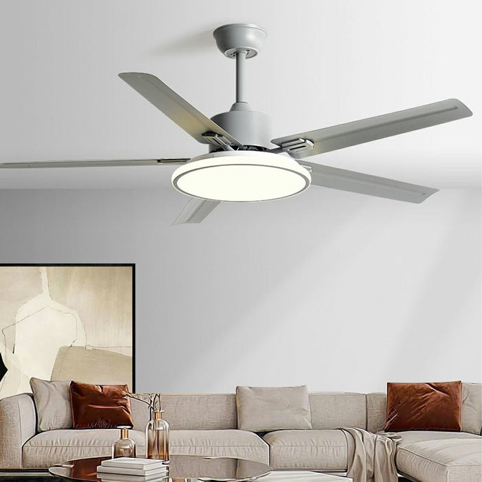 Modern Minimalist Five-Leaf Stainless Steel Ceiling Fan - Quiet Airflow, Contemporary Home Cooling