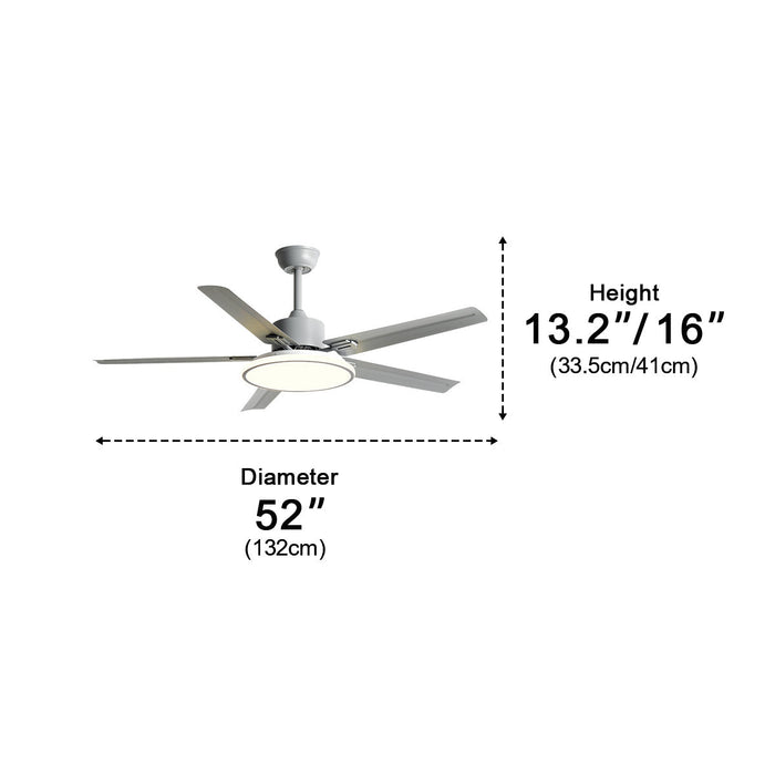 Modern Minimalist Five-Leaf Stainless Steel Ceiling Fan - Quiet Airflow, Contemporary Home Cooling