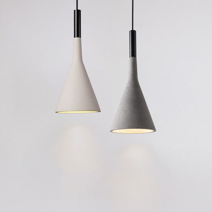 Funnel Indoor Cement Bar LED Pendant Light - Modern Minimalist Design, Overhead Lighting Fixture