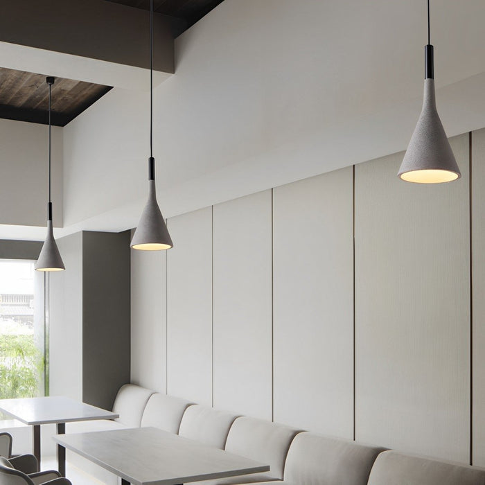 Funnel Indoor Cement Bar LED Pendant Light - Modern Minimalist Design, Overhead Lighting Fixture