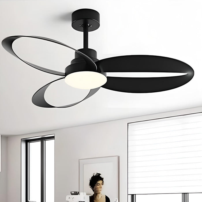Modern Minimalist Geometric Ceiling Fan Light - 6-Speed Reverse DC Motor, Integrated LED