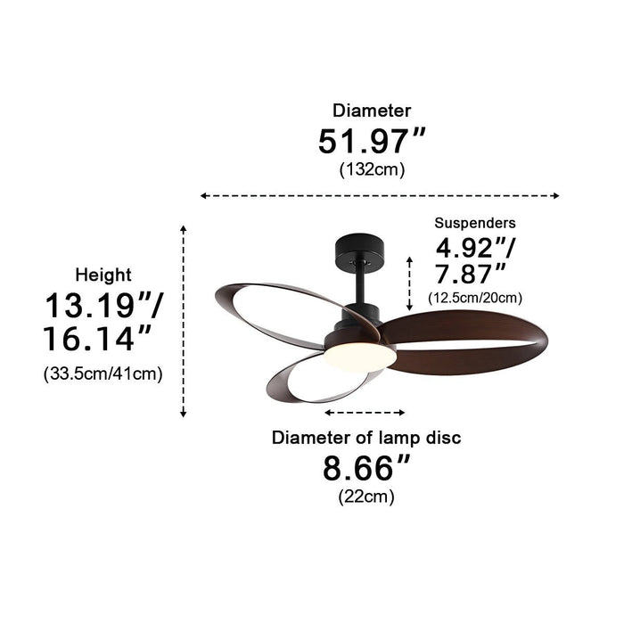 Modern Minimalist Geometric Ceiling Fan Light - 6-Speed Reverse DC Motor, Integrated LED