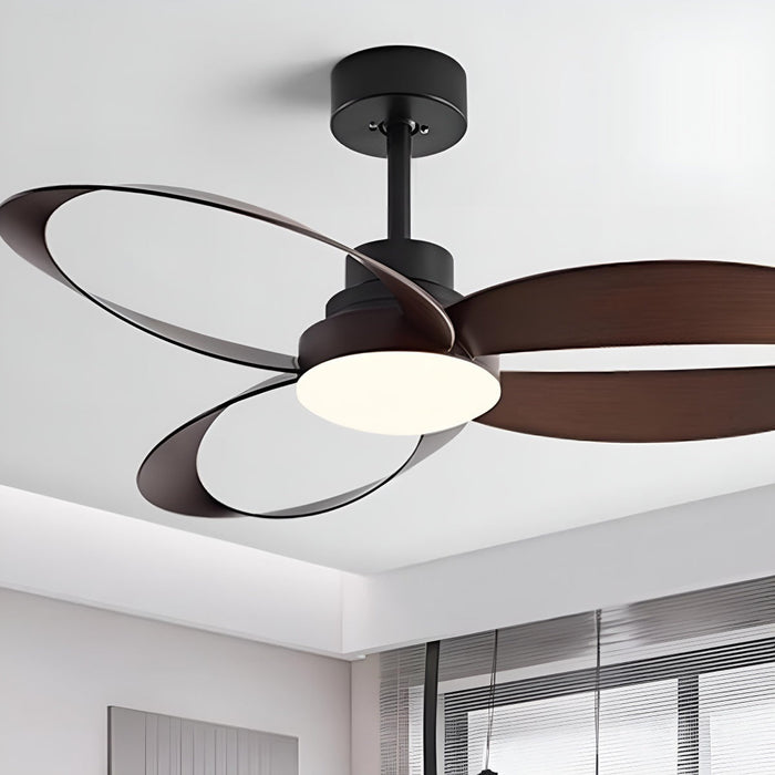 Modern Minimalist Geometric Ceiling Fan Light - 6-Speed Reverse DC Motor, Integrated LED