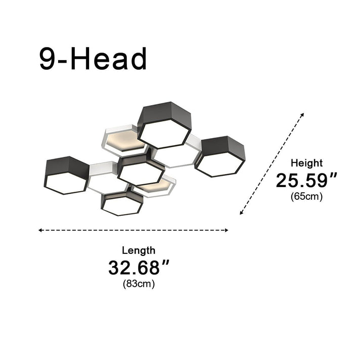 Indoor Ceiling Light - Modern Minimalist Geometric Hexagon LED - Semi-Flush Mount Fixture, Dimmable