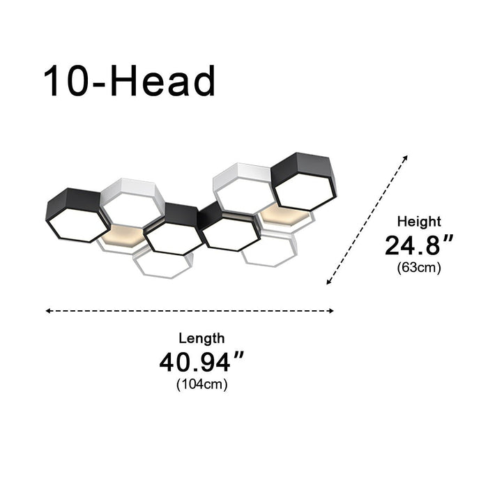 Indoor Ceiling Light - Modern Minimalist Geometric Hexagon LED - Semi-Flush Mount Fixture, Dimmable
