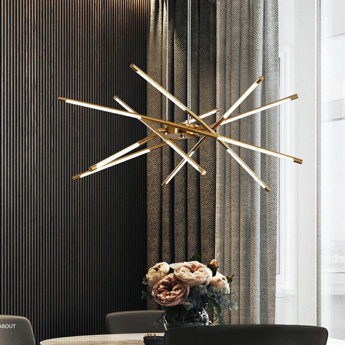 Indoor Pendant Light - Modern Minimalist Geometric LED Long Strip - Adjustable Height, Dining Room, Kitchen Island