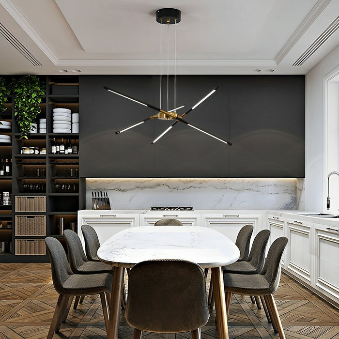 Indoor Pendant Light - Modern Minimalist Geometric LED Long Strip - Adjustable Height, Dining Room, Kitchen Island