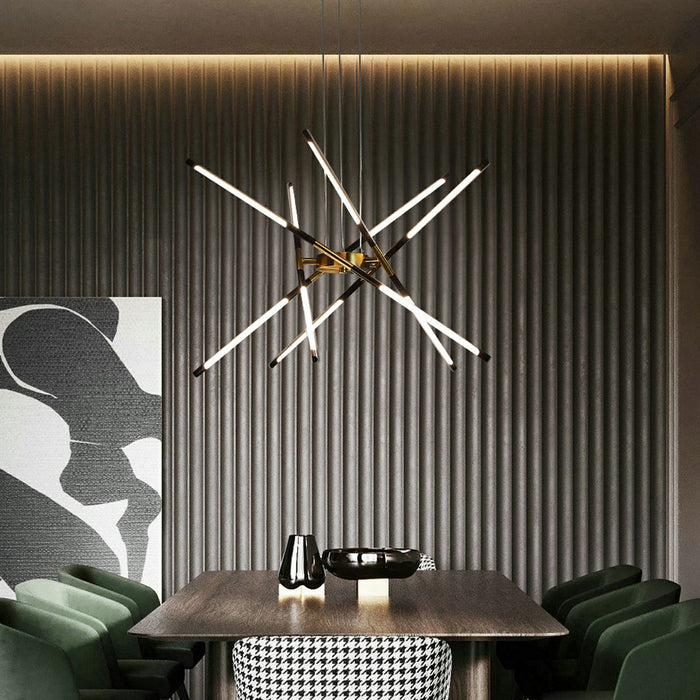 Indoor Pendant Light - Modern Minimalist Geometric LED Long Strip - Adjustable Height, Dining Room, Kitchen Island