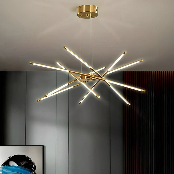 Indoor Pendant Light - Modern Minimalist Geometric LED Long Strip - Adjustable Height, Dining Room, Kitchen Island