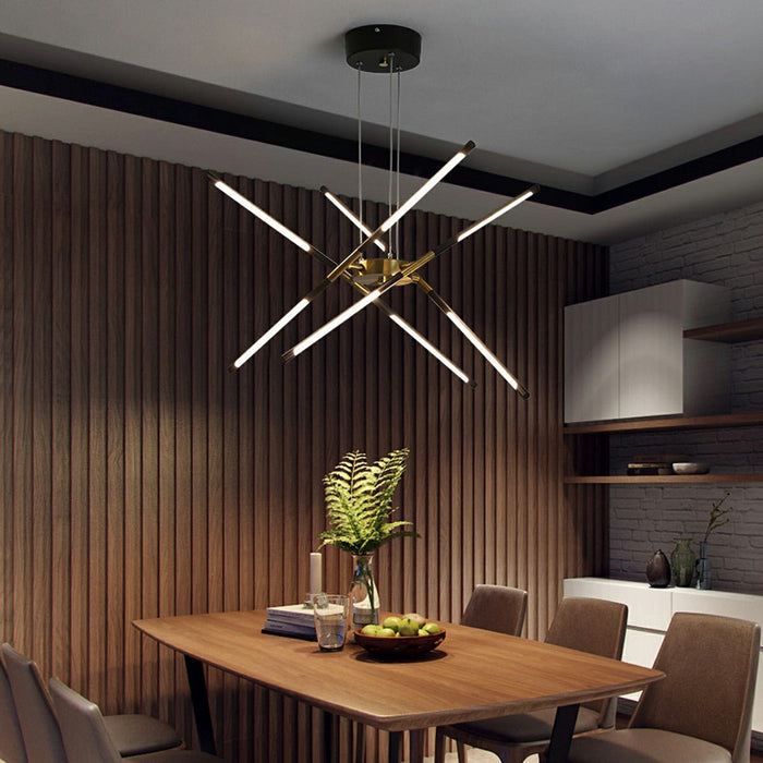 Indoor Pendant Light - Modern Minimalist Geometric LED Long Strip - Adjustable Height, Dining Room, Kitchen Island