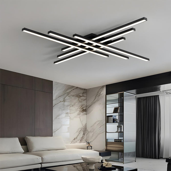 Modern Minimalist Geometric Long Strip LED Ceiling Light - Dimmable, Adjustable Color