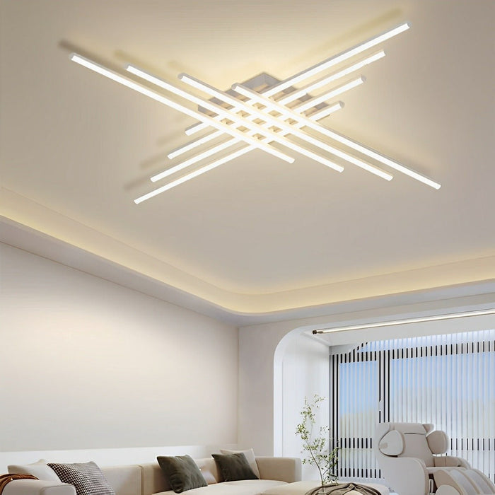 Modern Minimalist Geometric Long Strip LED Ceiling Light - Dimmable, Adjustable Color