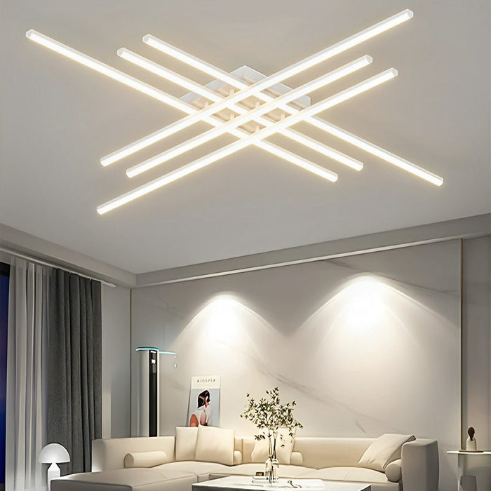 Modern Minimalist Geometric Long Strip LED Ceiling Light - Dimmable, Adjustable Color