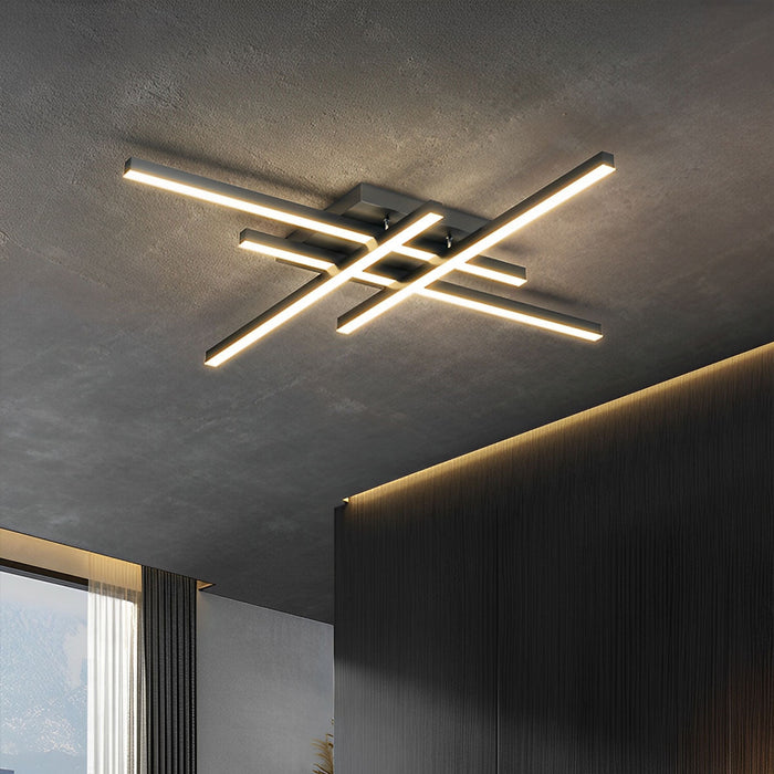 Modern Minimalist Geometric Long Strip LED Ceiling Light - Dimmable, Adjustable Color