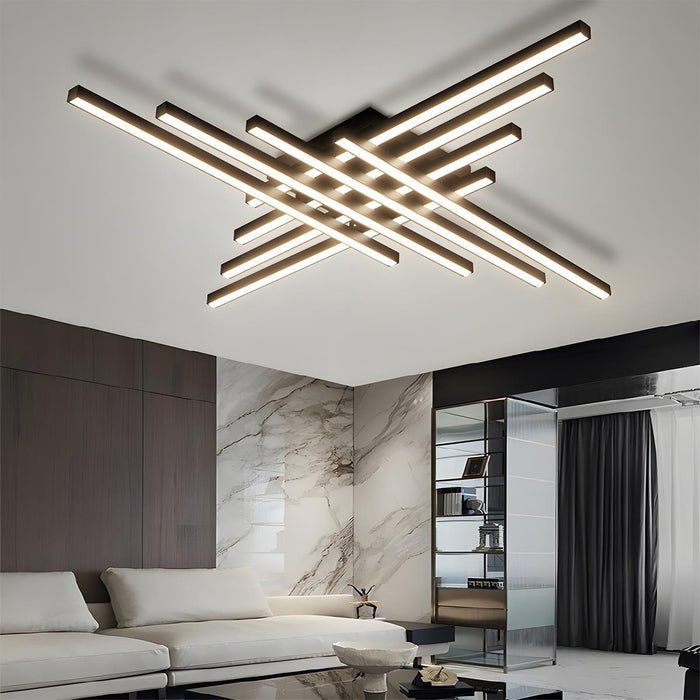 Modern Minimalist Geometric Long Strip LED Ceiling Light - Dimmable, Adjustable Color