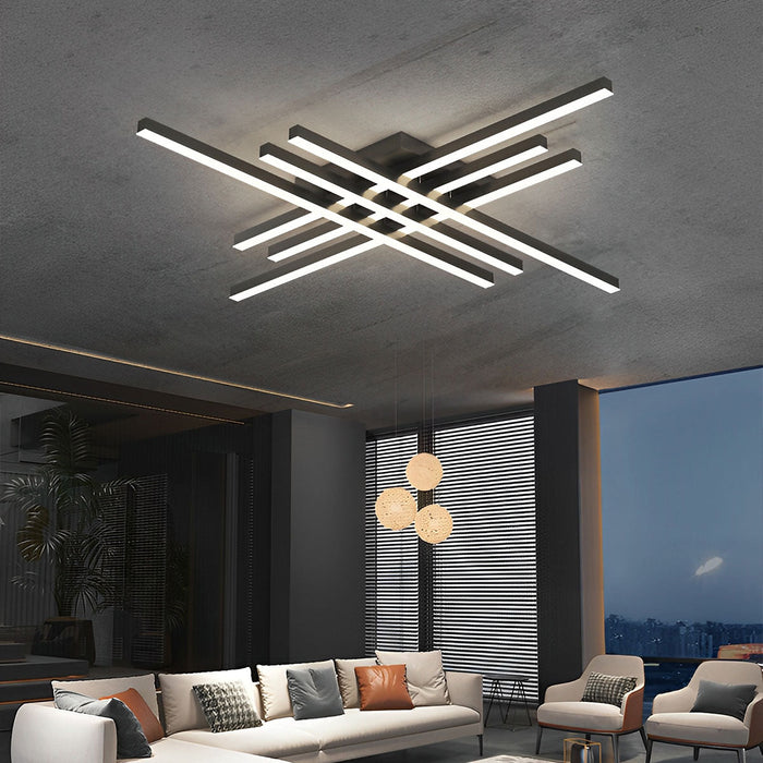 Modern Minimalist Geometric Long Strip LED Ceiling Light - Dimmable, Adjustable Color
