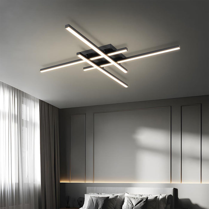 Modern Minimalist Geometric Long Strip LED Ceiling Light - Dimmable, Adjustable Color