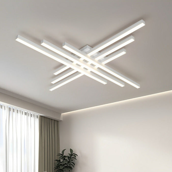 Modern Minimalist Geometric Long Strip LED Ceiling Light - Dimmable, Adjustable Color