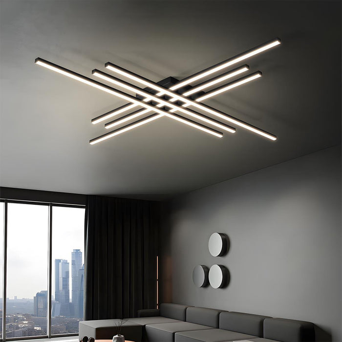 Modern Minimalist Geometric Long Strip LED Ceiling Light - Dimmable, Adjustable Color