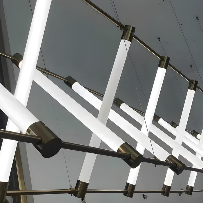 Pendant Light - Modern Minimalist Glass Fishbone LED Bar, Long Strip Design, Adjustable Height