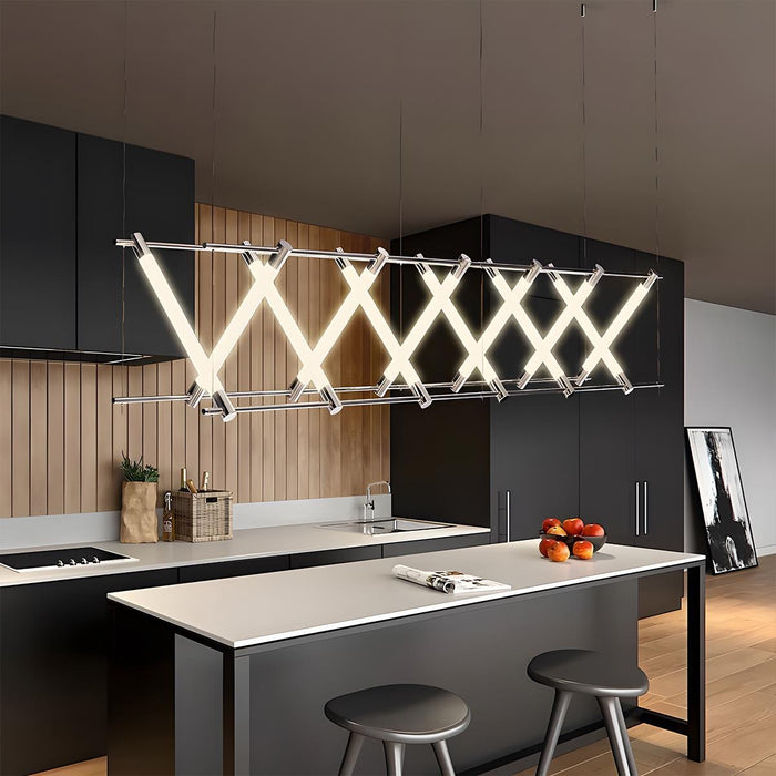 Pendant Light - Modern Minimalist Glass Fishbone LED Bar, Long Strip Design, Adjustable Height