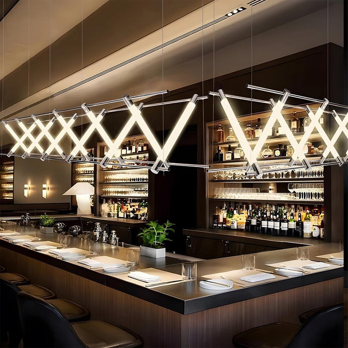 Pendant Light - Modern Minimalist Glass Fishbone LED Bar, Long Strip Design, Adjustable Height