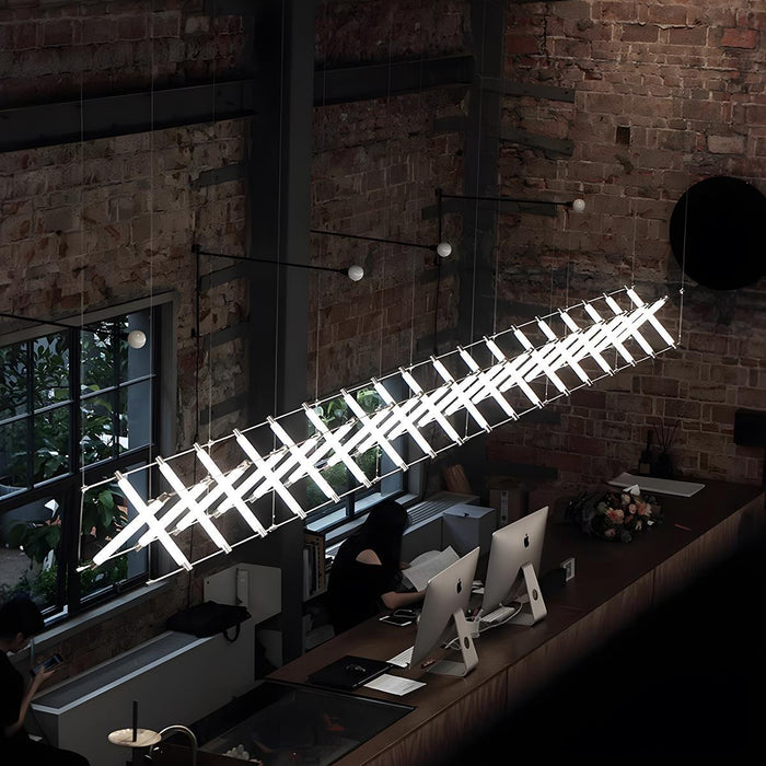 Pendant Light - Modern Minimalist Glass Fishbone LED Bar, Long Strip Design, Adjustable Height