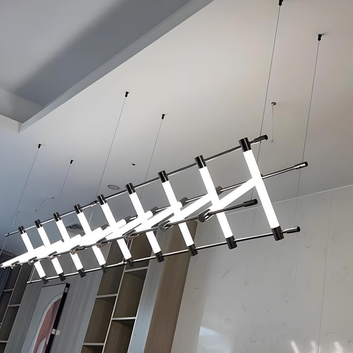 Pendant Light - Modern Minimalist Glass Fishbone LED Bar, Long Strip Design, Adjustable Height