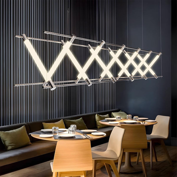 Pendant Light - Modern Minimalist Glass Fishbone LED Bar, Long Strip Design, Adjustable Height