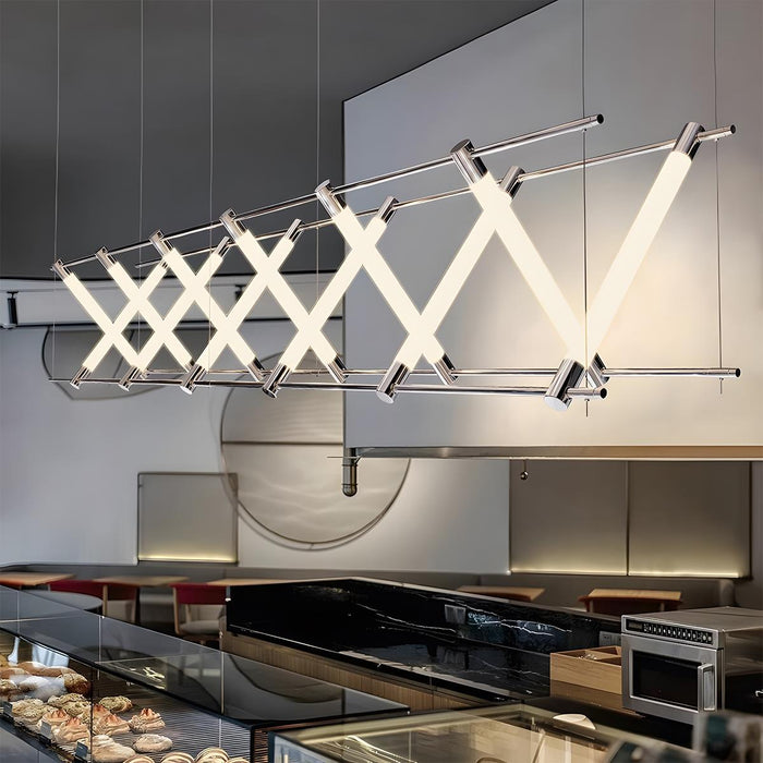 Pendant Light - Modern Minimalist Glass Fishbone LED Bar, Long Strip Design, Adjustable Height