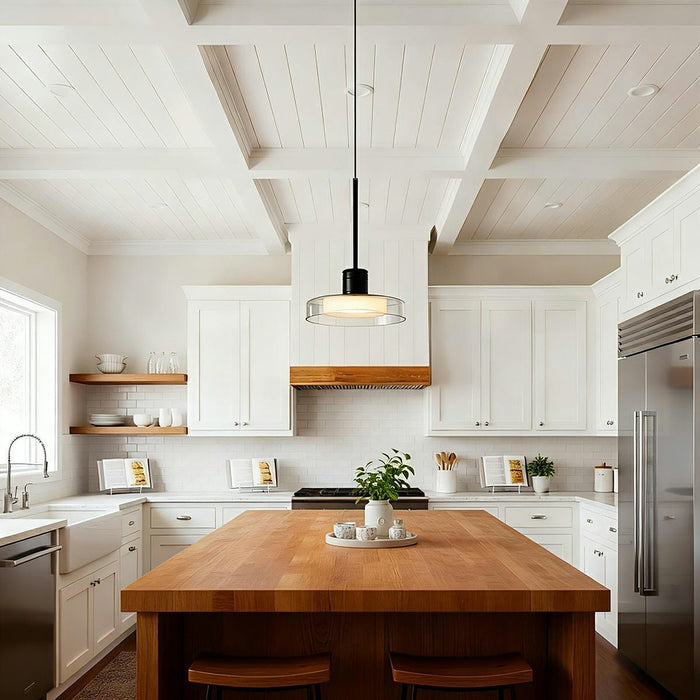 Modern Minimalist Glass Indoor Bar Pendant Light - Contemporary Hanging Fixture, Kitchen Island Lighting