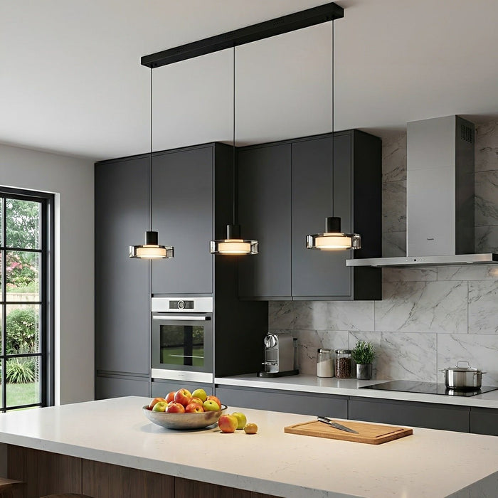 Modern Minimalist Glass Indoor Bar Pendant Light - Contemporary Hanging Fixture, Kitchen Island Lighting