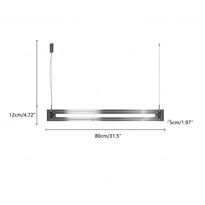 Modern Minimalist Glass LED Frame Light Strip Pendant Light - Contemporary Hanging Fixture for Dining Room, Kitchen Island