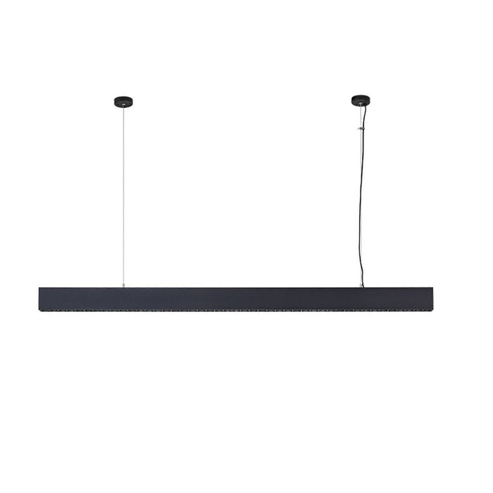 Modern Minimalist Grille LED Long Strip Pendant Lights - Up/Down Linear Fixture, Aluminum - Contemporary Office Dining Room Lighting
