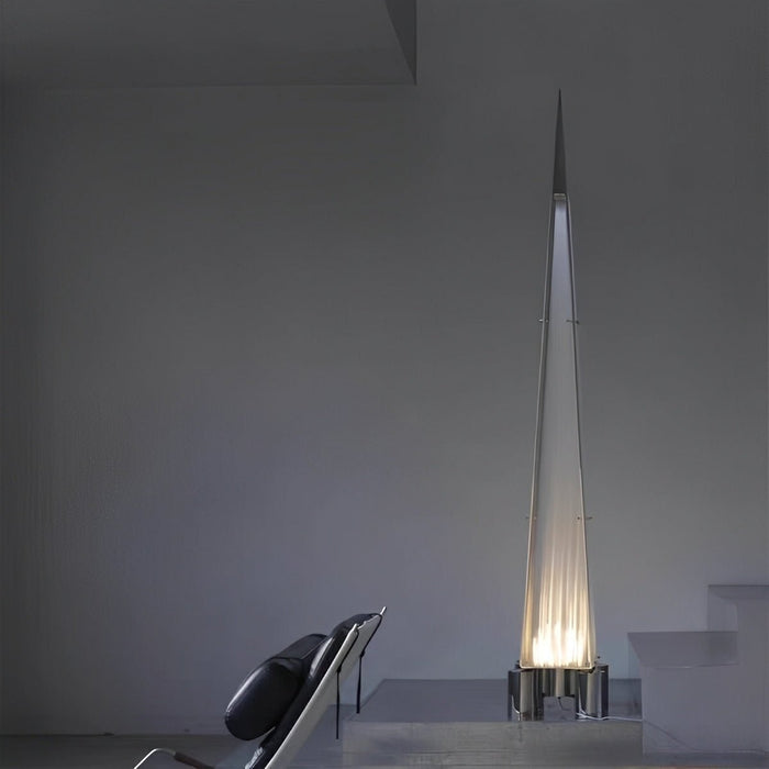 Pyramid Dimmable LED Floor Lamp - Modern Minimalist Design / Adjustable Brightness, Warm to Cool Light - Tall Architectural Accent