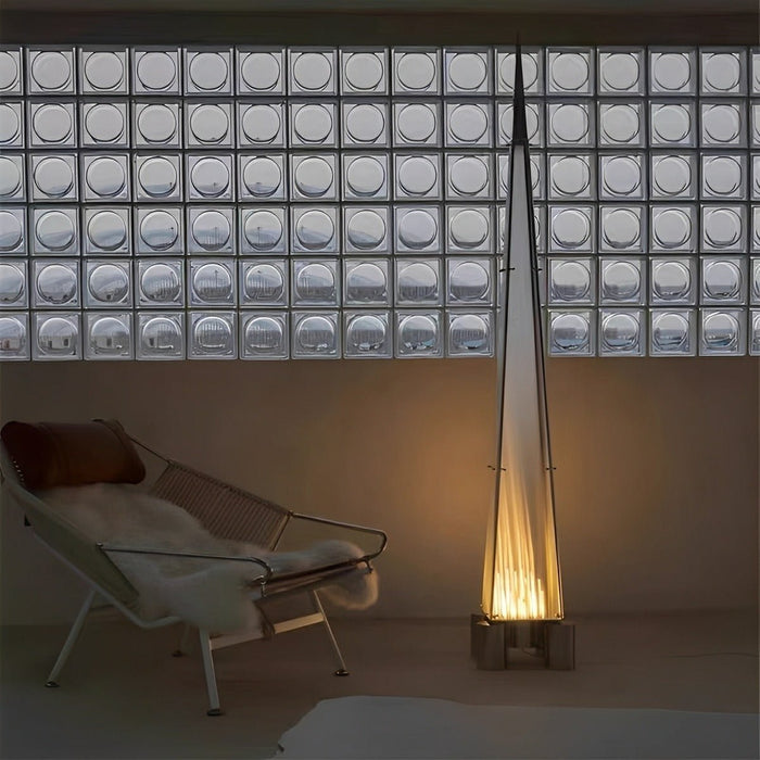 Pyramid Dimmable LED Floor Lamp - Modern Minimalist Design / Adjustable Brightness, Warm to Cool Light - Tall Architectural Accent