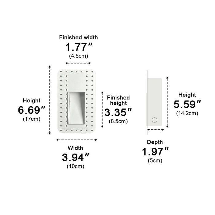 Modern Minimalist Indoor LED Recessed Stairway Wall Light - Flush Mount / Step Lighting, Hallway Accent